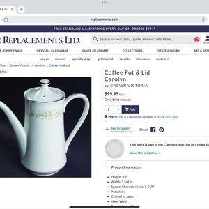 Crown Victoria - Carolyn - Coffee Pot & Lid